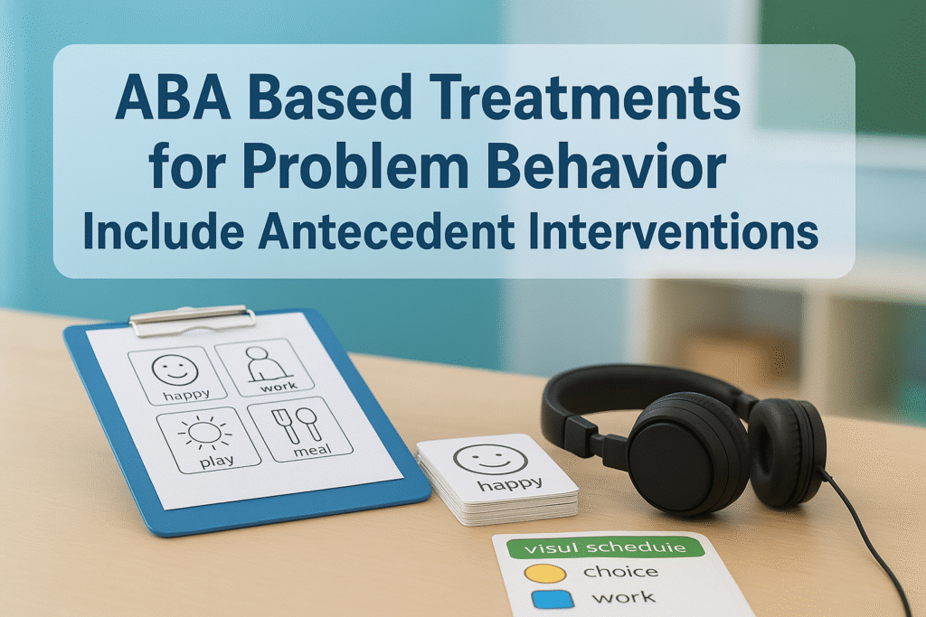 aba based treatments for problem behavior include antecedent interventions